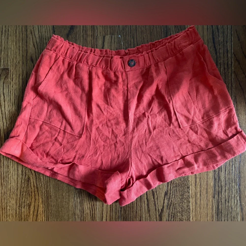 Sienna Sky Elastic Cuff Summer‎ Shorts, Women's Size Large, Coral Pink Color NEW